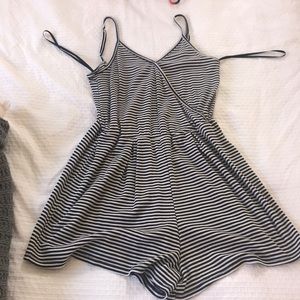 One clothing black and white striped romper